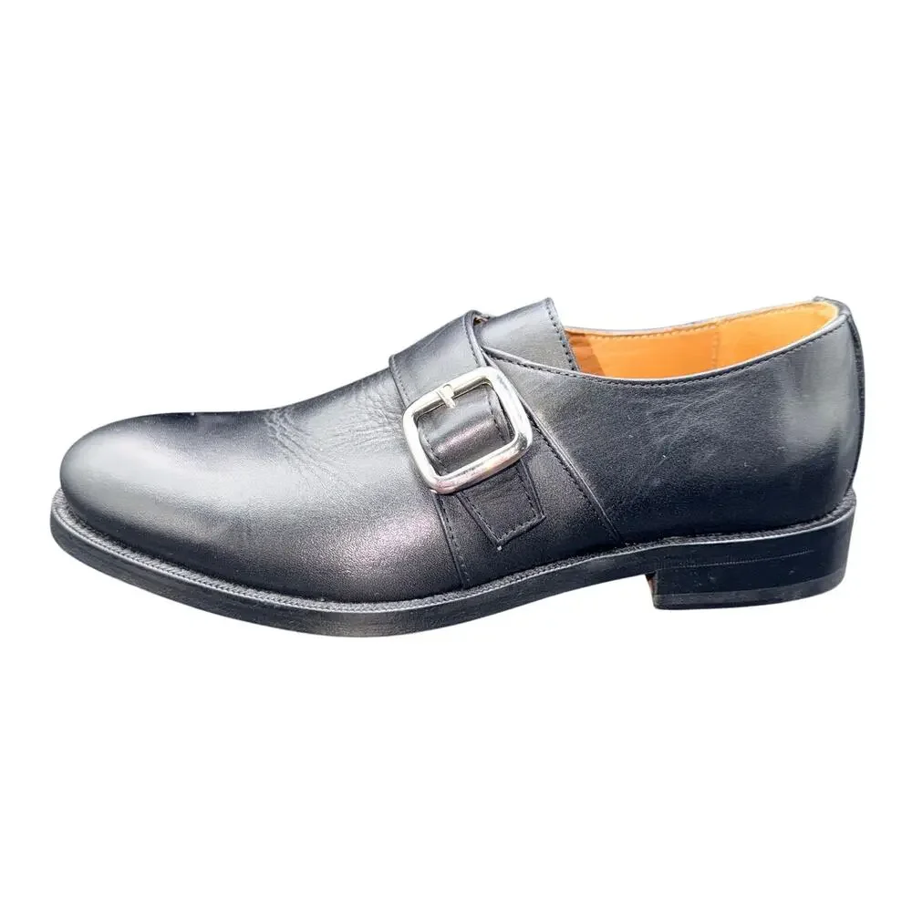 John Tweed Tailored Monk Strap Shoes EU 40 US 7 Black Leather Dress Shoes